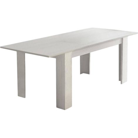 Dmora - Tavolo allungabile Artino, Consolle allungabile, Tavolo da pranzo allungabile, Consolle estensibile da cucina, 160/220x88h75 cm, Bianco (1/4)