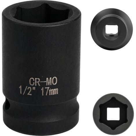 douille 17mm 1/2" 6 pans, douille a choc 1/2 17 mm Acier Chrome-Molybdène CR-MO(Black) (1/5)