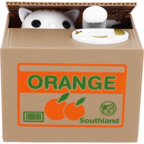 Tirelire chaton voleur d'argent populaire, tirelire chat mangeur d'argent, tirelire créative, chat gourmand avec chat blanc en anglais (1/5)