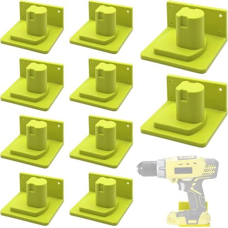 Sollbry Lot de 10 Support Mural pour Batteries RYOBI 18V,Support de Batterie Idéal pour Atelier ou Van Montage Facile Support Mural pour Batteries (1/5)