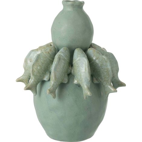 Vase poisson en porcelaine verte - vert (1/2)