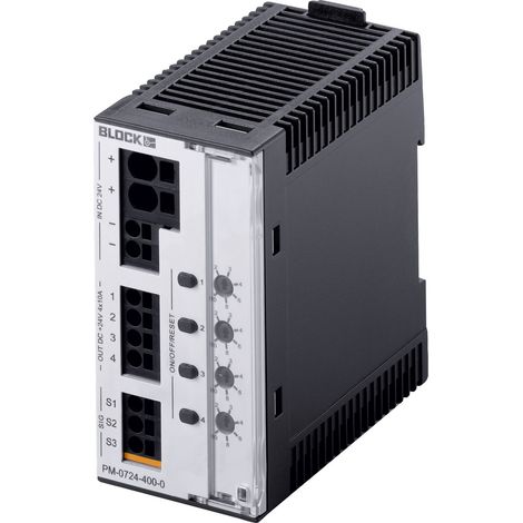 BLOCK PM 0724-400-0 Elektronischer Schutzschalter 24 V/DC 10 A Anzahl Ausgänge:4 x Inhalt 1 St.