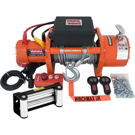 9,000lb (4,082kg) 12v Winch. EN14492 Compliant. 24m x 9mm Wire Rope, Professional Recovery Winch.