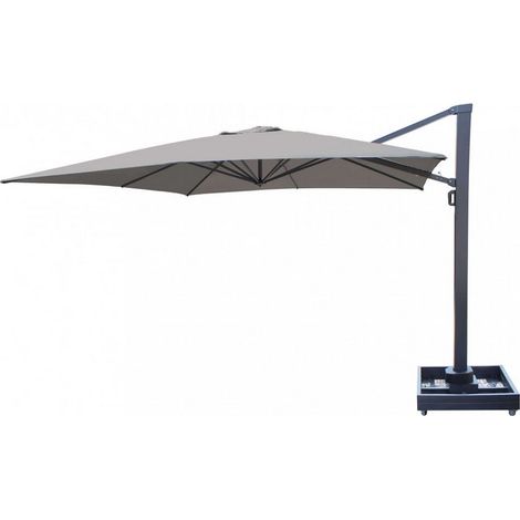 OMBRELLONE ZEUS 4X4X3,15H STUTTURA ANTRACITE TELO GRIGIO SCURO BASE CON RUOTE (1/5)