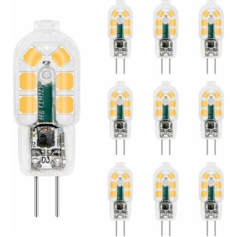 BUNTHAUS G4 LED-Lampe, 12 V, 2 W, Neutralweiß (4000 K), 200 lm, entspricht einer G4 10- oder 20-W-Halogenlampe, nicht dimmbar, AC/DC, 12 V LED, 4000 K, für Dunstabzugshauben, Kronleuchter, 10er-Pack