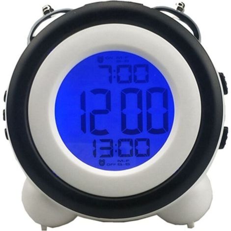 Light-up Alarm Clock, Smart Alarm Clock, Metal Bedside Lamp with Dual Ringtone, Smart Sensor Night Light, Electronic Alarm Clock, Children's Light-Up Clock (Black) (1/5)