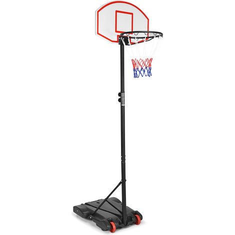 Canestro da basket portatile altezza regolabile 178-208 cm facile da installare acciaio nero e PE nero 200019268