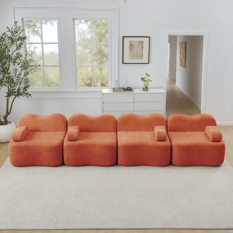Divano modulare in velluto arancione OKMYHOME (1/5)