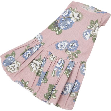 Robe d'été pour chien, jupe imprimée de fleurs mignonnes pour chiens, chats, lapins et petits animaux de compagnie, parfum National, rose, taille XS (1/5)