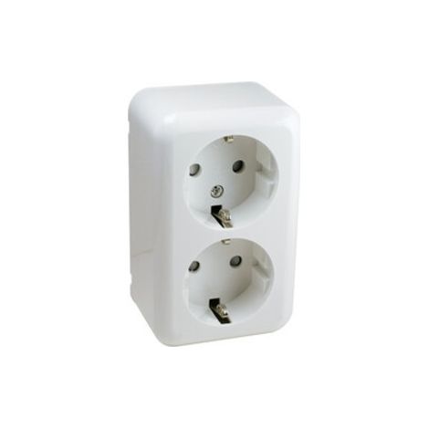Doppia base Schuko di superficie White 36.470/db/b