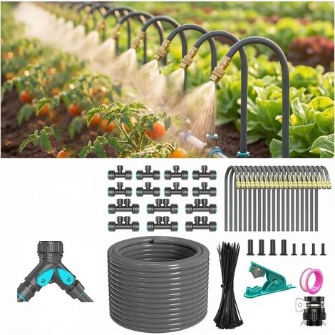 Système d'irrigation automatique de jardin, irrigation à goutte à goutte avec précision Système d'irrigation à goutte à goutte 30M Système d'irrigation automatique avec 20 buses, système d'irrigation (1/5)