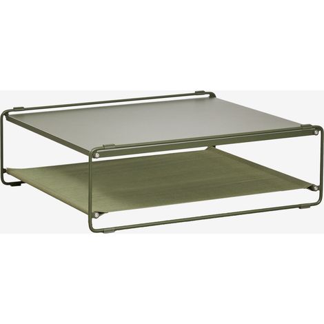 Table d'appoint de jardin convertible en pouf en acier Amaro SKLUM Beige Tapioca - Vert olive intense (1/5)