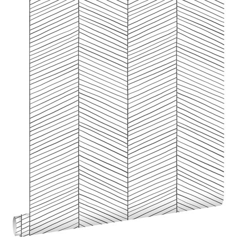 papier peint chevron noir et blanc  - ESTAhome