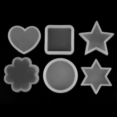 Moule en silicone 6 formes (rond, carré, cœur, étoile) pour gâteau, chocolat DIY – set de décoration pâtisserie (1/5)