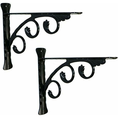 Support d'étagère en fer forgé – Lot de 2 équerres murales – Capacité 35 kg – Installation facile avec vis en inox – Décoratif pour salon et chambre (1/3)