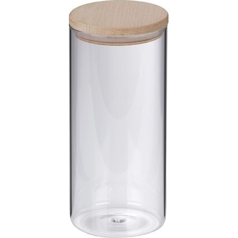 Boîte de cuisine Kela Amélie, en verre borosilicate, couvercle en bois, diamètre 10 cm, hauteur 22 cm, 1,5 l (1/3)