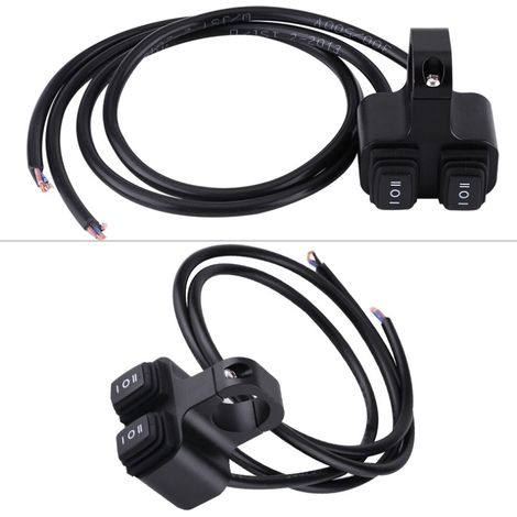 Adatto per interruttori da manubrio per motociclette in lega di alluminio CNC, 3 posizioni on/off, 22-23 mm, nero.