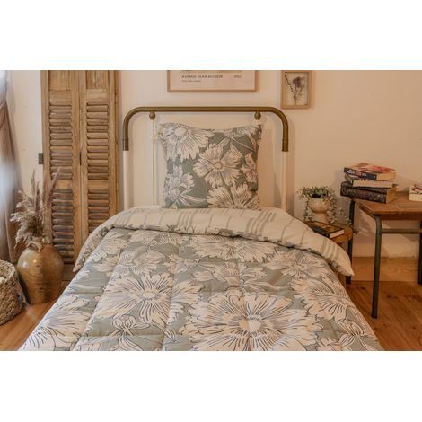 Couette "Tamara" Réversible pour lit 1 place 100% Coton / 57 Fils/cm² l'Effet Papillon