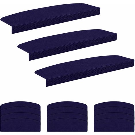 Tappeti per scale 15 pz 56 x 17 x 3 cm Blu Poliestere vidaXL (1/5)