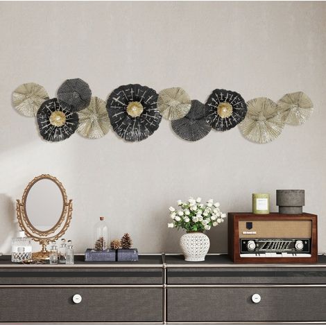 Decoración mural de metal, marco metálico, estilo moderno negro y dorado DESVIAE (1/5)