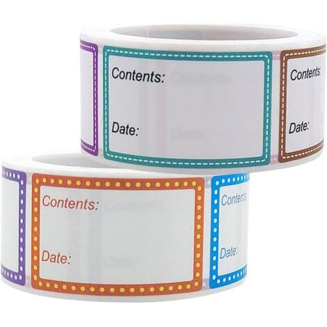 Lot de 2 rouleaux de 1000 étiquettes autocollantes multicolores pour congélateur faciles à décoller pour dattes, restauration, cuisine, aliments amovibles pour bocaux et (1/5)