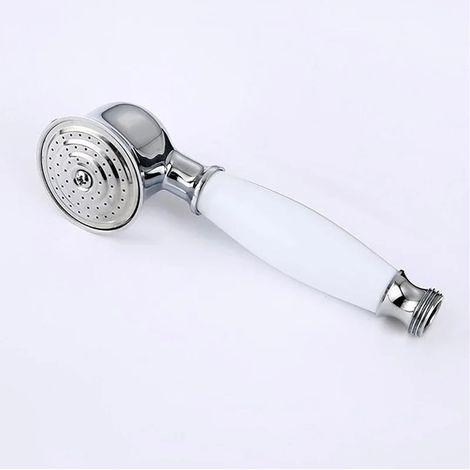Pommeau de douche électrolytique blanc petite buse en porcelaine avec raccord cuivre, douchette filtrante (1/4)