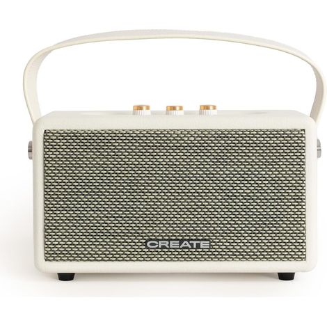 Speaker Retro/Haut-Parleur Portable avec Bluetooth, USB et AUX Blanc cassé Petit/Design rétro, jusqu'à 5 Heures d'autonomie, Sangle de Transport, 40W (1/5)