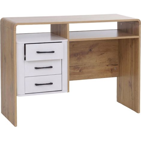 [NEUWERTIG] Schreibtisch HHG-804, Bürotisch Computertisch, 3 Schubladen MDF 75x100x40cm Wotan-Eiche-Optik, weiß