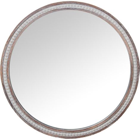 Miroir Mural Rond en Bois MDF Marron Vieilli 80 x 2,5 x 80 cm (1/5)