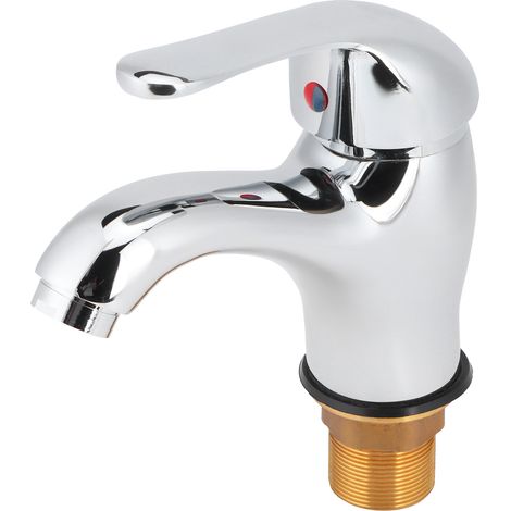 Robinet de cuisine G1/2 en cuivre, mitigeur eau chaude et froide pour lavabo, évier, salle de bain et meuble vasque (1/5)