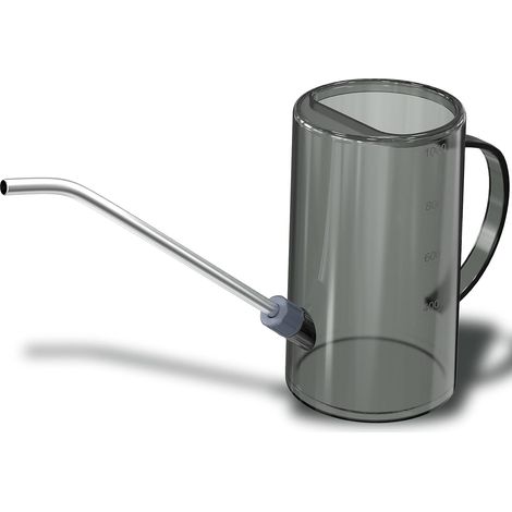 Arrosoir en acier inoxydable et plastique, 1 L, couleur noire, long bec, pour plantes, fleurs, bonsaïs et pots, en intérieur comme en extérieur.-AquaForge (1/2)