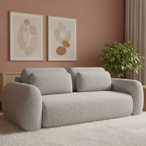 Sofá Cama 3 Plazas Sessame, con Almacenaje, Apertura Libro, Reclinable, 266x121 cm Gris Claro (1/5)