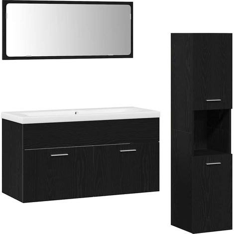 Maison Exclusive - Badezimmermöbel-Set 4 pcs Schwarz Eichen-Optik