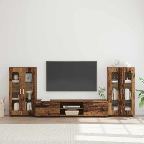 vidaXL Ensemble meuble TV FLORIN 3 pcs Bois ancien Bois d'ingénierie