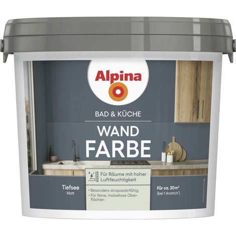 Alpina Wandfarbe für Küche & Badezimmer Tiefsee 2,5 L