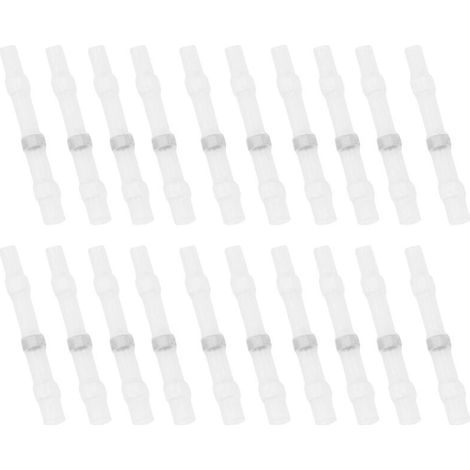50 PCS Soudure Joint Fil Connecteurs Étanche Isolé Bornes De Fil Électrique Thermorétractable Épissure Butt pour Fil À Sertir Joint (Blanc) (Blanc) (1/5)