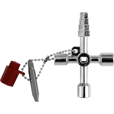 Four-way multi-function key, universal cross key, suitable for water meters, electricity meters, radiators, etc. (silver) (1/5)