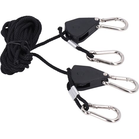 Corde de suspension pour lampe de culture 2 pièces, 1/8 pouce, réglable, clip robuste à haute résistance, support de câble (1/5)