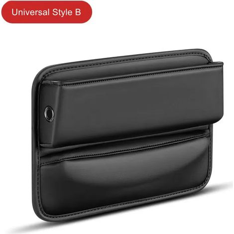 (Style universel B) Boîte de rangement portable en cuir PU pour combler l'espace entre le siège avant et la console centrale, avec porte-gobelet, accessoire intérieur de voiture universel. (1/5)