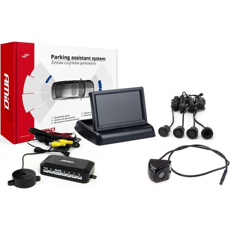 Kit de sensores de estacionamiento TFT02 de 4,3" con cámara HD-310, 4 sensores, color negro "dorado". (1/5)