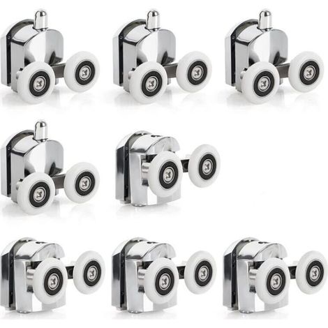(Doppelt 23 mm, 8 Stück) Set mit 8 23-mm-Rollen für Duschtüren (4 oben, 4 unten) (1/5)