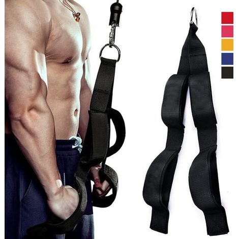 Corde à triceps avec 2 poignées, accessoire pour exercices de traction triceps (extensions, crunchs, tirages au visage).