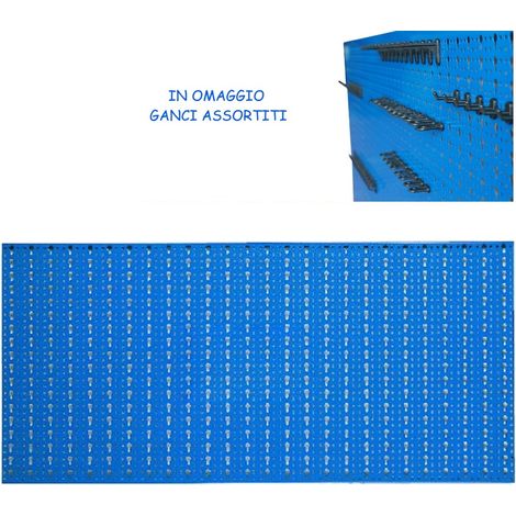 PANNELLO PORTAUTENSILI PORTA UTENSILI FORATO 30 GANCI OFFICINA GARAGE CM 100x50 (1/3)