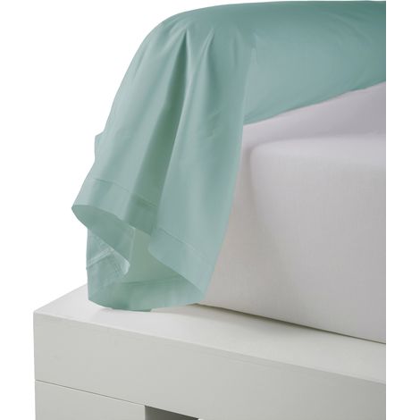 Taie de traversin percale de coton piquée unie Turquoise 86x140 cm