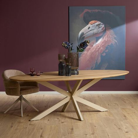 Table ovale en bois pied blanc 210 cm LEXTON