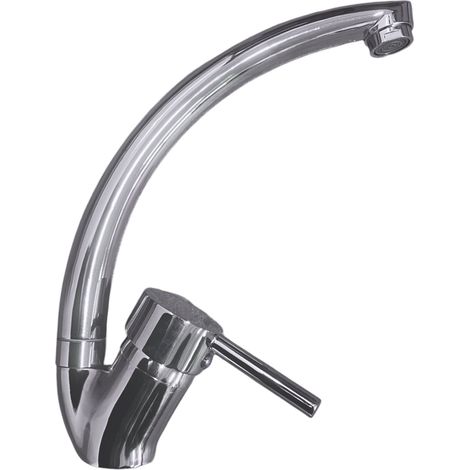 Mitigeur de lavabo, évier pour cuisine en laiton chromé avec bec haut (1/4)