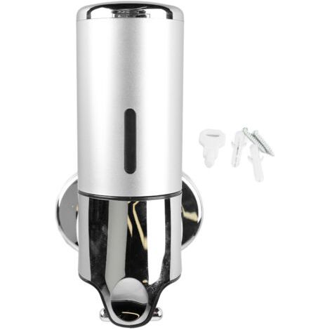Dispenser a parete per sapone, bagnoschiuma e balsamo in ABS color argento, serbatoio da 500 ml, adatto per hotel, ristoranti e abitazioni. (1/5)