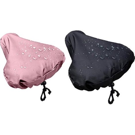 Housse de selle de vélo - 2 Pièces - Housse pour selle de vélo - Housse de selle - Tissu Oxford 210D - Couvre-selle de vélo - 24 x 27 CM - Noir, rose - Housse de pluie pour selle de vélo - Universelle (1/5)