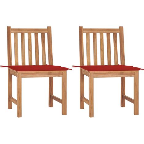 Chaises de jardin lot de 2 avec coussins-Chaise de terrasse-Chaise d'extérieur Bois de teck massif 394404 (1/5)
