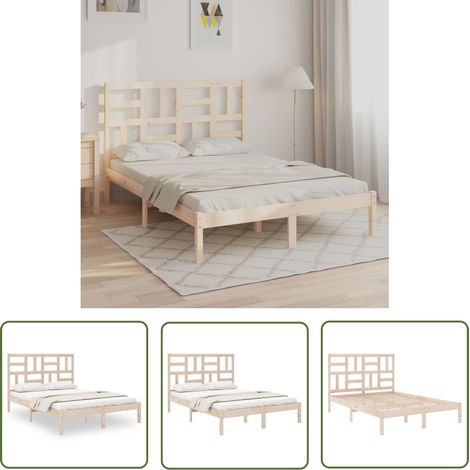 The Living Store Massivholzbett ohne Matratze 140x200 cm - Massivholzbette - Kiefernholzbette - Doppelbett - Holzbett - Bettgestell (1/5)